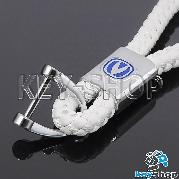 Брелок для авто ключей Changan (Чанган) кожаный плетеный (белый) - фото 2 - id-p712103968