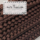 Тасьма з помпонами коричневого кольору d12 мм № п12-17, фото 2