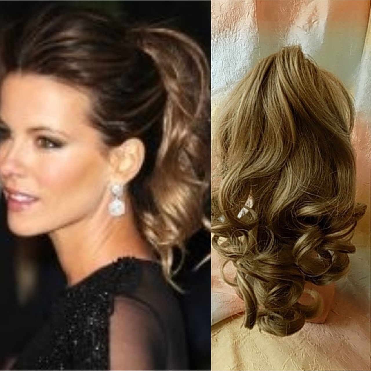 Хвіст шиньон кучерявий на крабі светло-русий мелірованний 6871-12ТТ26, фото 1