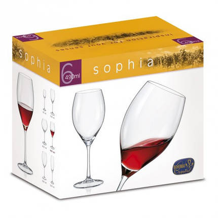 Набір келихів Bohemia Sophia вино 390мл-6шт 172179, фото 3