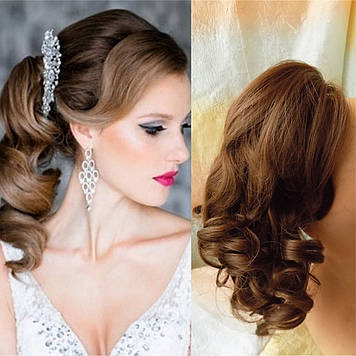 Хвіст шиньон кудрявий на крабі світлий каштан 6871-30