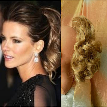 Хвіст шиньон кучерявий на крабі пшеничний 6871-24В