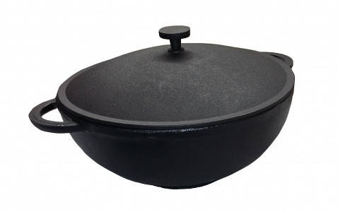 Чавунна каструля WOK 5л з чавунною кришкою, фото 1