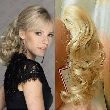 Хвіст шиньон кучерявий на крабі блонд 6871- 613