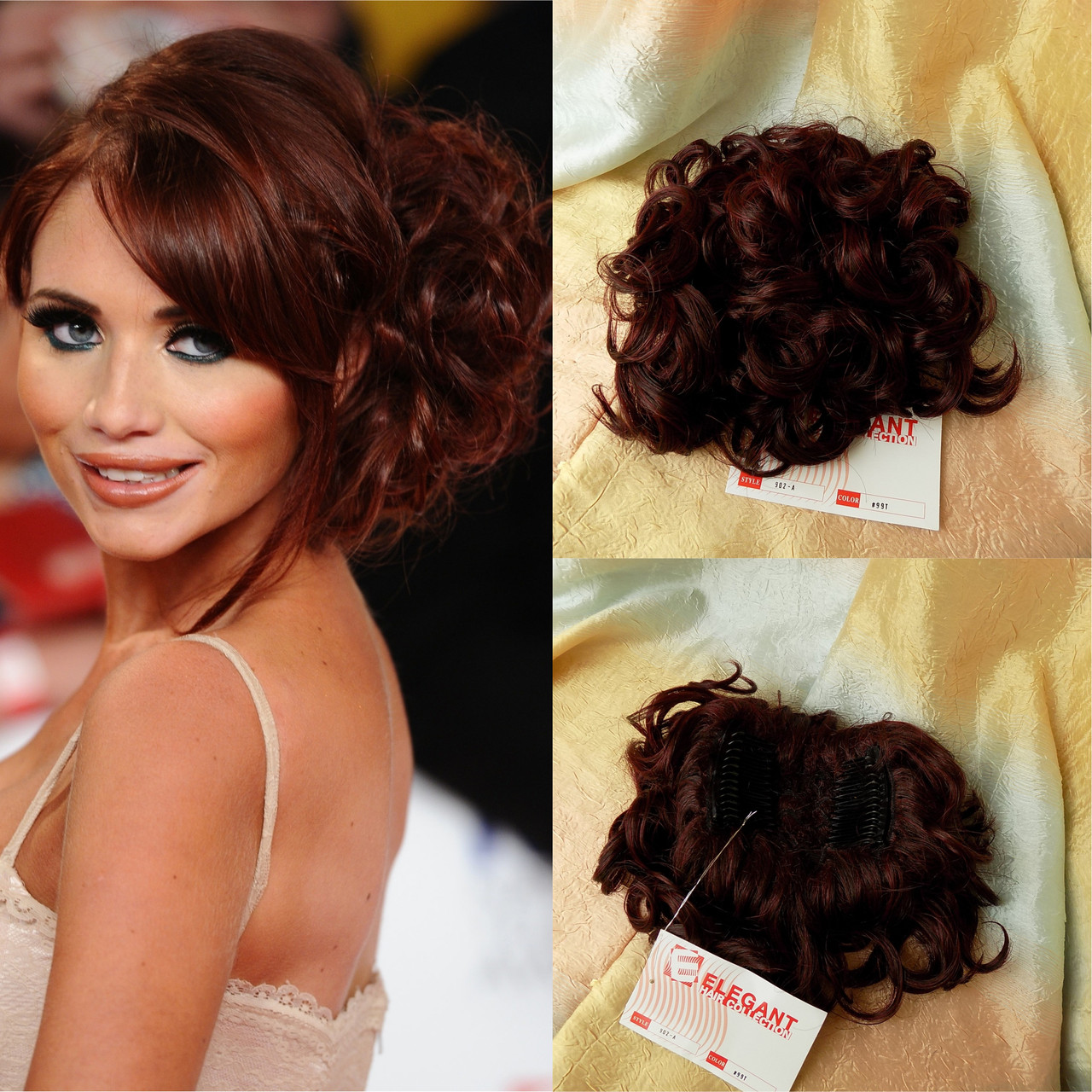 Шиньйон накладка на гребінцях подовжена бургунд 902А-99Т, фото 1