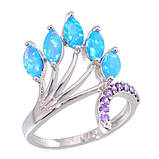 Красиве кільце з вогненним опалом аметистом в сріблі. Кільце вогненний опал 15 розмір, фото 2