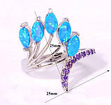 Красиве кільце з вогненним опалом аметистом в сріблі. Кільце вогненний опал 15 розмір, фото 9