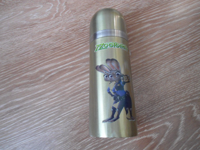 Дитячий термос для напоїв і чаю з клапаном ZooTopiA 350мл з нержавіючої сталі пляшечка для води