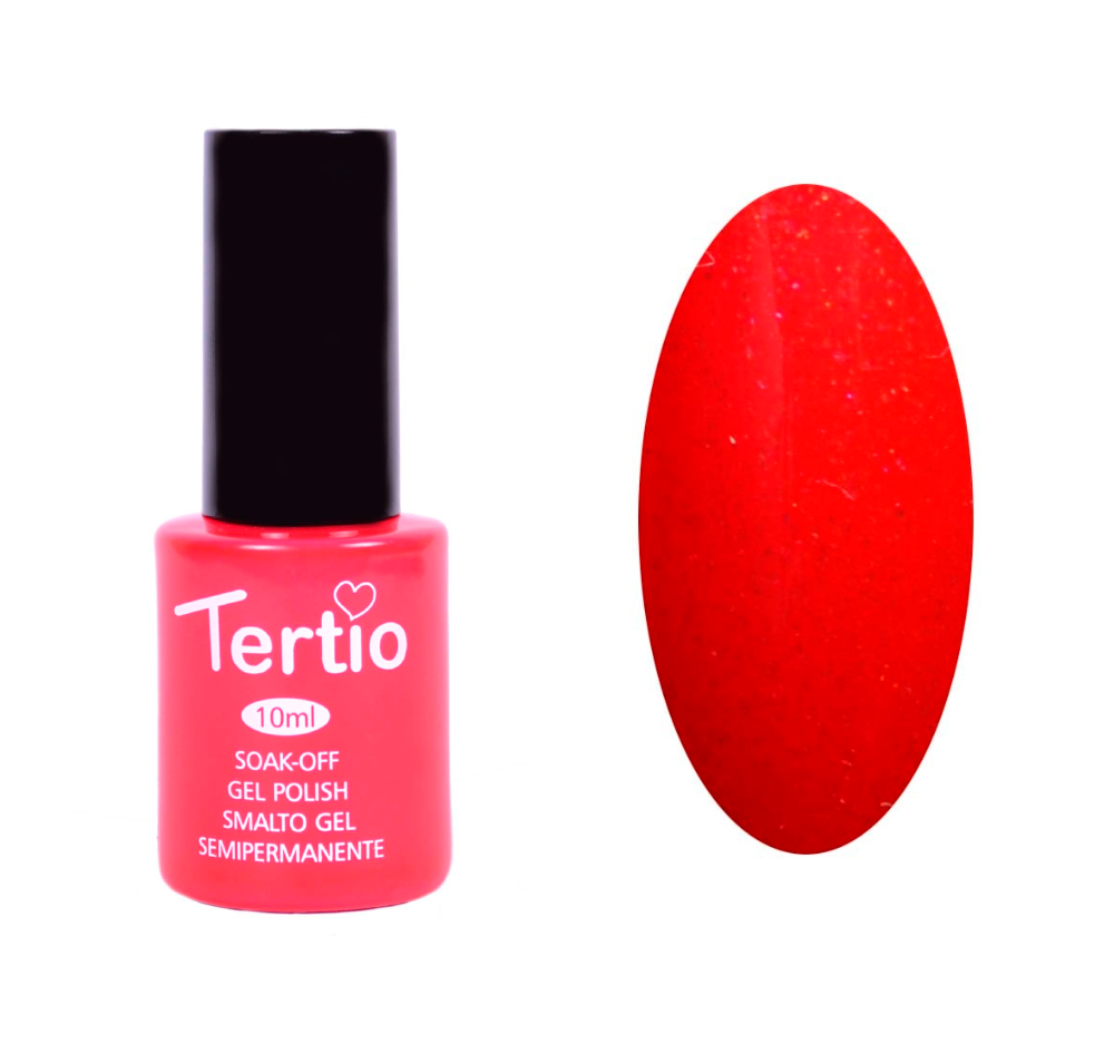 Гель-лак No087 Tertio, Яскраво-червоний з мікроблеском, фото 1