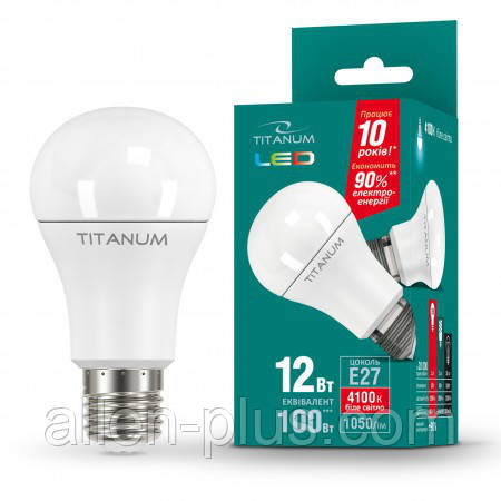 LED лампа TITANUM A60 12W E27 4100K 220V (гарантия 1 год)
