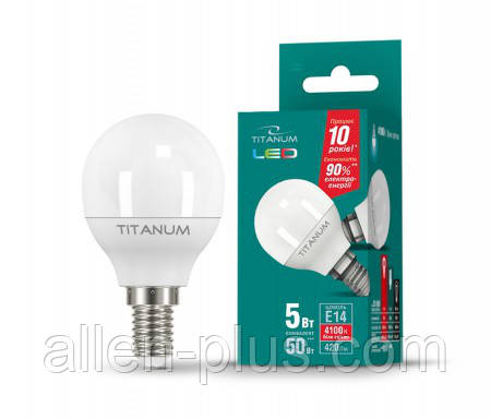 LED лампа TITANUM G45 5W E14 4100K 220V (гарантія 1 рік)