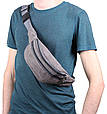 Сумка на пояс из текстиля компактная Q001-12GREY серый, фото 3