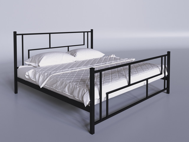 Двоспальне ліжко Аміс Tenero 160х190 (200) см металеве чорне в стилі Loft