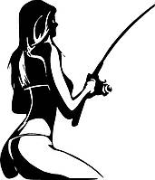 Вінілові наклейки на авто " Дівчина - рибачка " 30х26 см