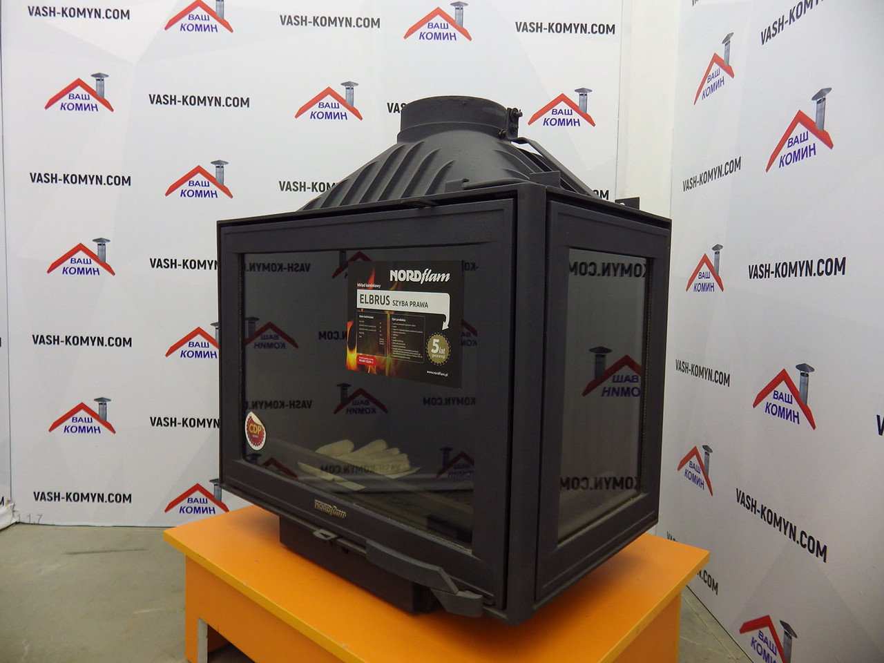 Камінна топка Nordflam Elbrus з правим бічним склом, фото 1