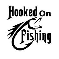 Виниловые наклейки на авто " Hooked on fishing " 20х20 см