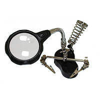 Лупа для паяння Третя Рука MG 16126-A, тримач із підсвіткою і підставкою для паяльника