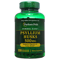 Лушпиння подорожника псиллиум, Psyllium Husks 500 mg, Puritan's Pride, 200 капсул