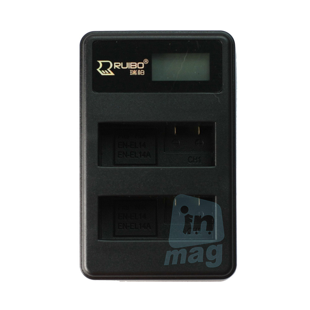 LCD Зарядний пристрій USB для 2 батарей Nikon EN-EL14/EN-EL14A