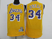 Желтая мужская майка Adidas O'Neal №34 (Шакил О Нил) команда Los Angeles Lakers NBA