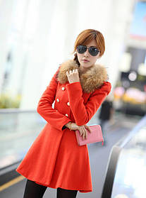 Вовняне жіноче пальто хутро