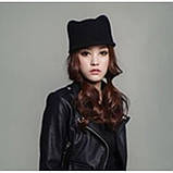 Жіноча тепла вовняна шапка Cat Cap - gfabc осінь-зима, жіноча кепі шапка з вушками, фото 2