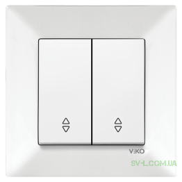 Вимикач двоклавішний прохідний Viko Meridian (білий)