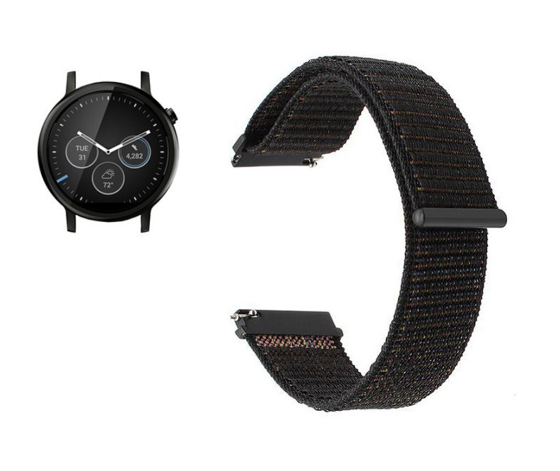 Нейлоновий ремінець для годинника Motorola Moto 360 2nd gen (46mm) - Black