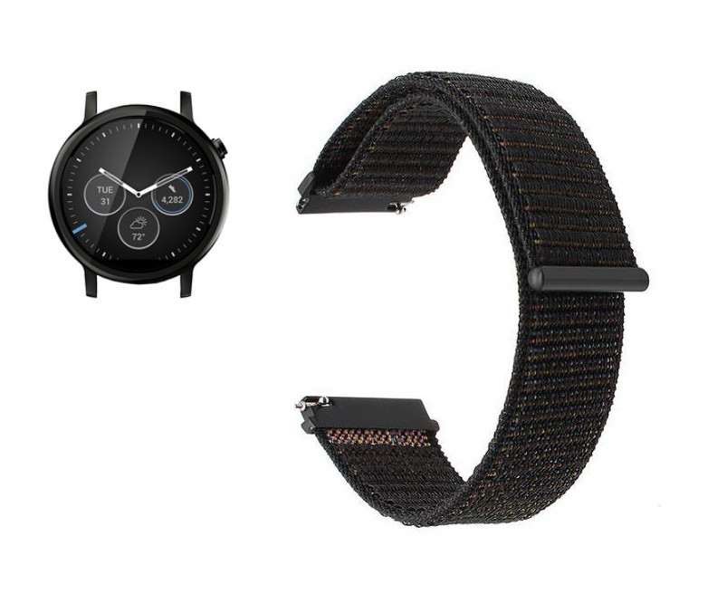 Нейлоновий ремінець для годинника Motorola Moto 360 2nd gen (46mm) - Black, фото 1