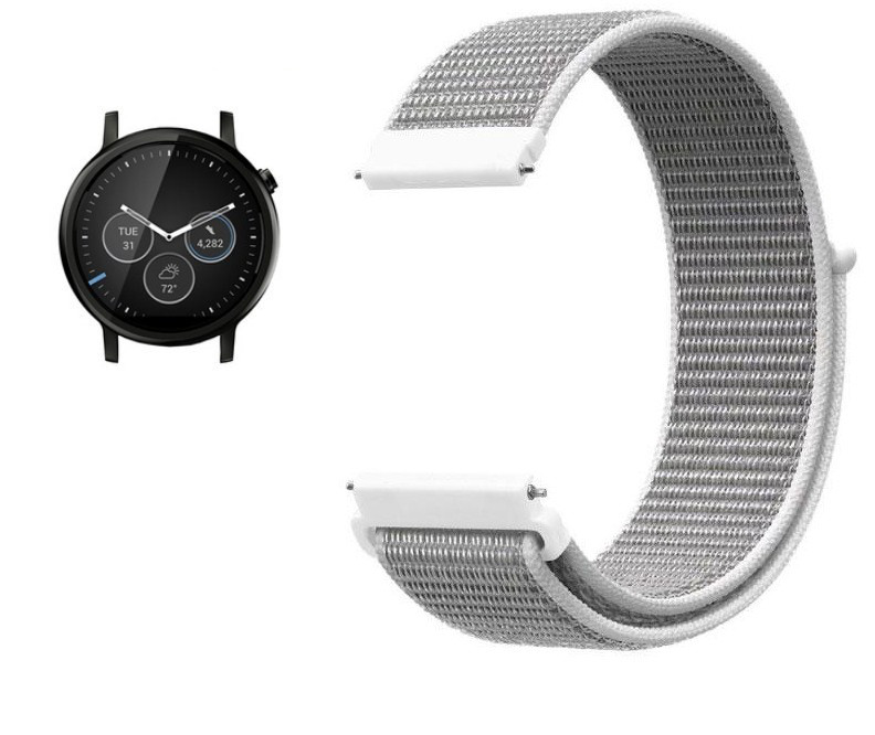 Нейлоновий ремінець для годинника Motorola Moto 360 2nd gen (46mm) - White