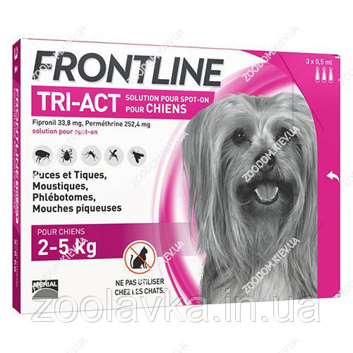 Frontline Tri-Act (Фронтлайн Три-Акт) краплі від бліх, кліщів і комарів для собак вагою від 2 до 5 кг (XS), 1 шт.