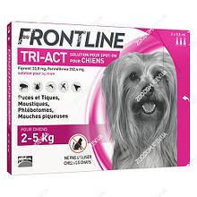 Frontline Tri-Act (Фронтлайн Три-Акт) краплі від бліх, кліщів і комарів для собак вагою від 2 до 5 кг (XS), 1 шт.