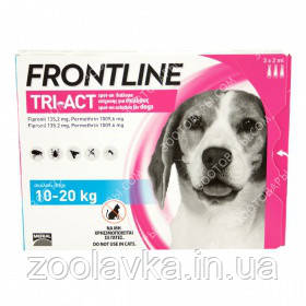 Frontline Tri-Act Краплі на холку від бліх, кліщів і комарів для собак від 10 до 20 кг, 1 шт.