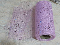 Тканина фатин із блискітками, колір світло-рожевий 15 см