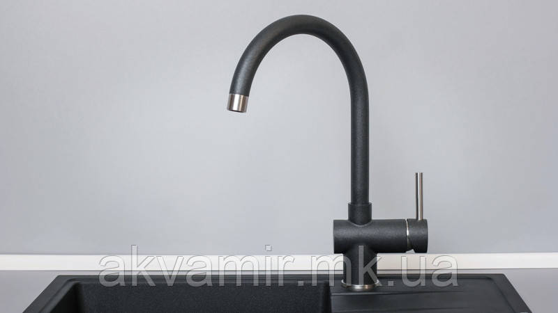 Змішувач для кухні Fabiano FKM 39 S/Steel Nero (чорний), фото 1