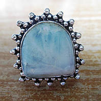 Серебряное кольцо с ларимаром "Подкова", размер 17,2