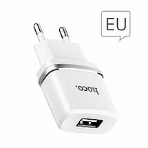 Мережеве ЗП HOCO C11 Smart на 1 USB (1 A) білий + Micro USB cable, фото 2