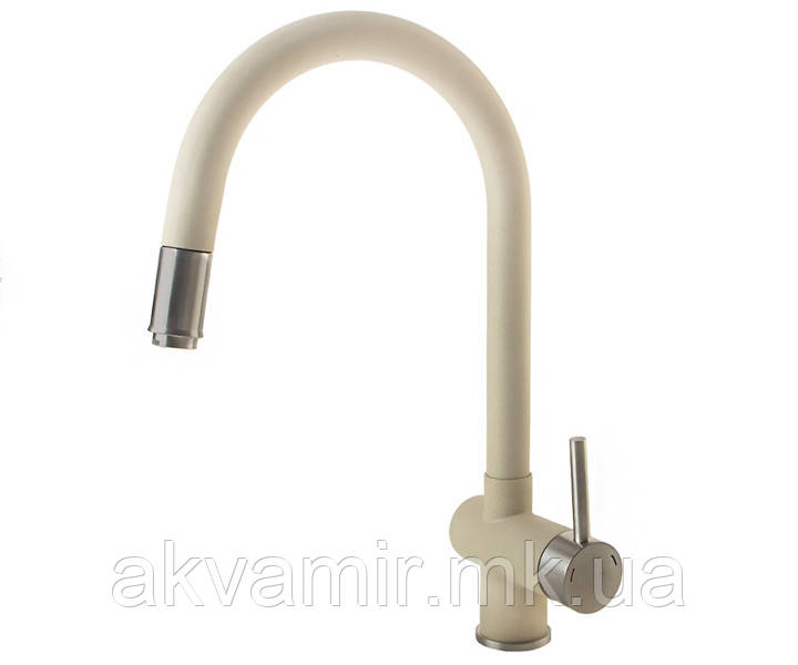 Змішувач для кухні Fabiano FKM-47P S/S Cream (кремовий) з витяжним гусаком