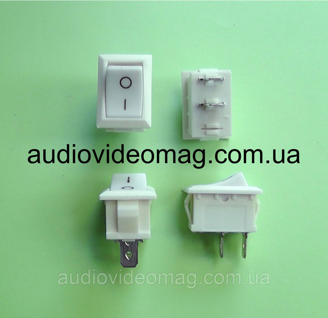 Міні перемикач кнопковий, клавішний, 250V 6A, 18.8 х 12.9 мм, білий, фото 1