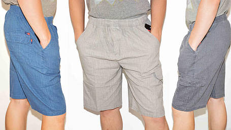 Шорти чоловічі лляні XL — 5XL Бриджі льон (Темно-сірий колір), фото 1