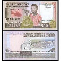 МАДАГАСКАР 67 MADAGASCAR 500 FRANCS ND(1983-87) Unc