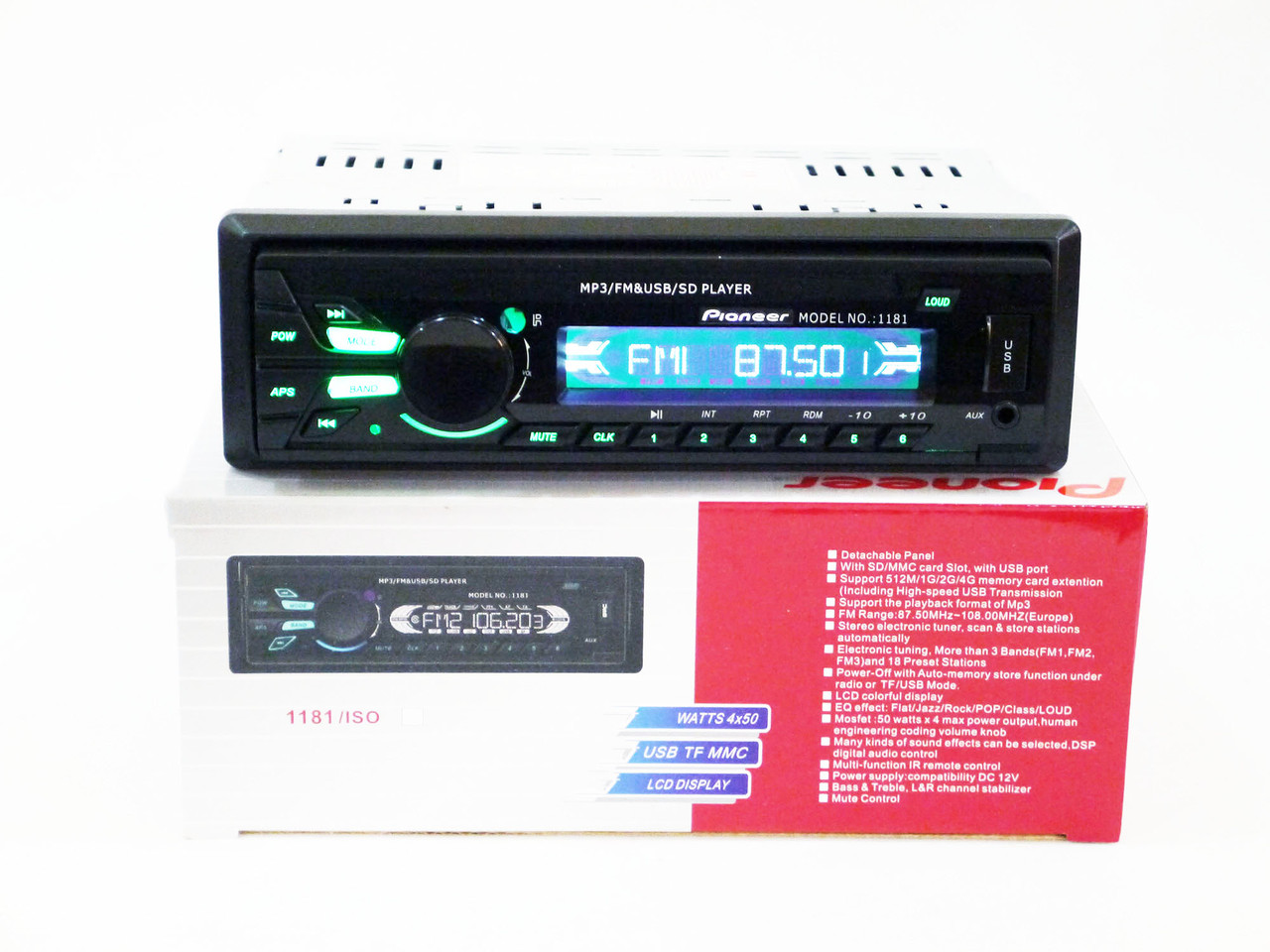 Автомагнітола 1181 Usb+Sd+Fm+Aux+ З'ЄМНА ПАНЕЛЬ