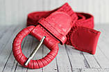 Червоний ремінь жіночий пряжка обтяжка, фото 3