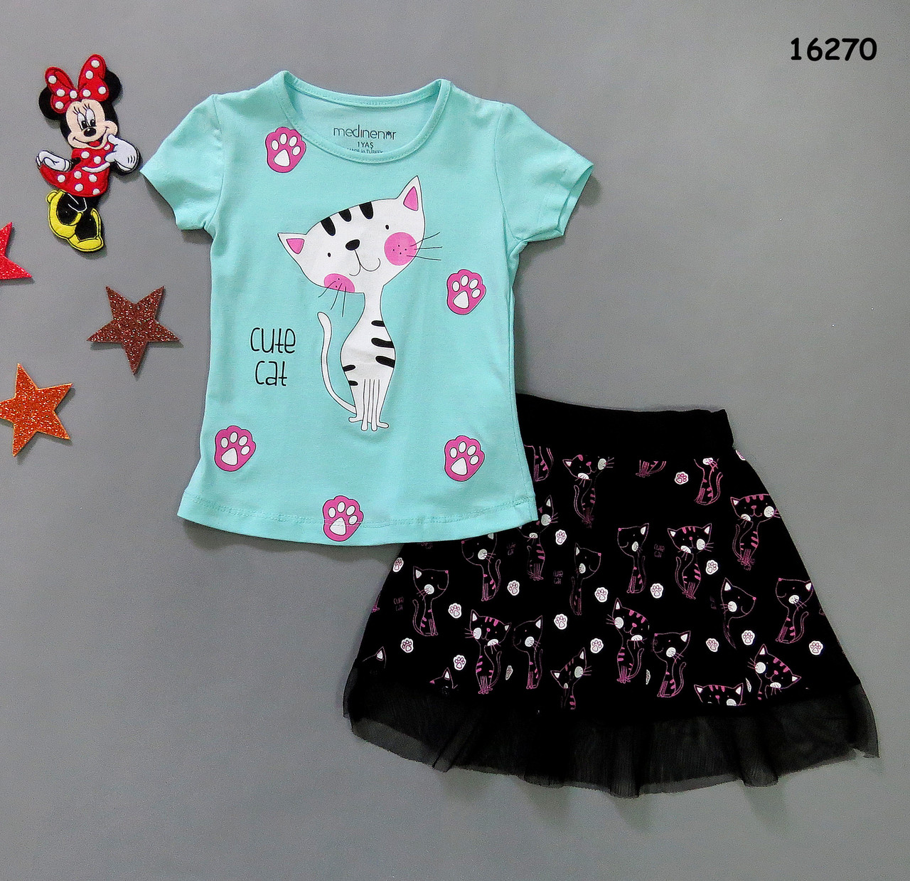 Літній костюм "Котик" для дівчинки. 1 рік, фото 1