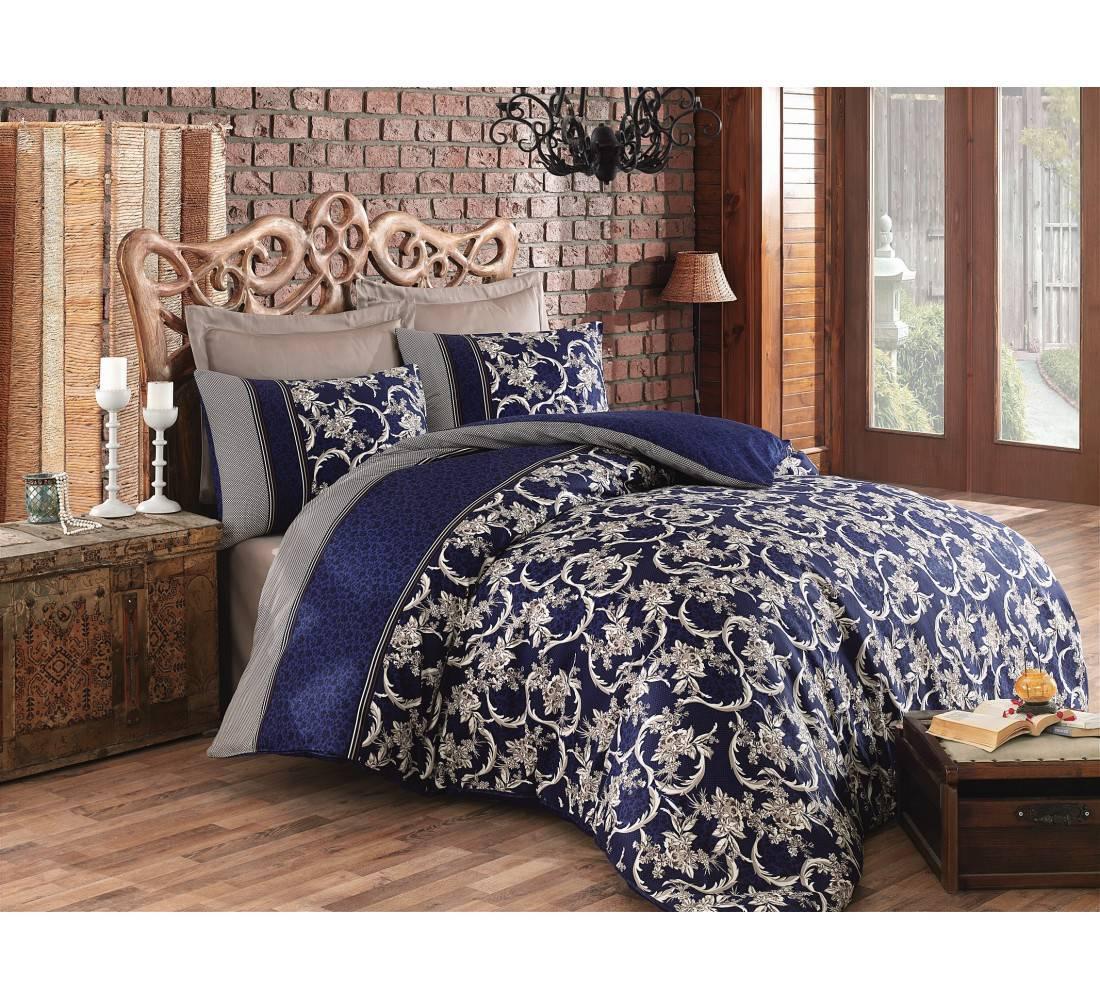 Постільна білизна Cotton Box ROYAL SATEN PERA LACIVERT євро - 4 наволочки