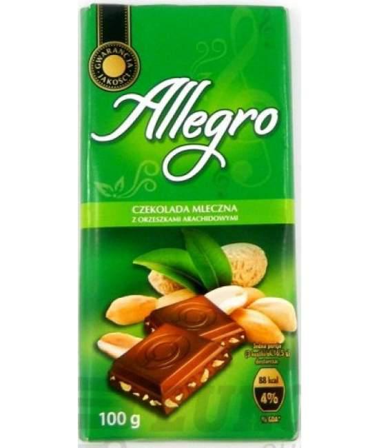 Шоколад молочый з арахісом Allegro 100г