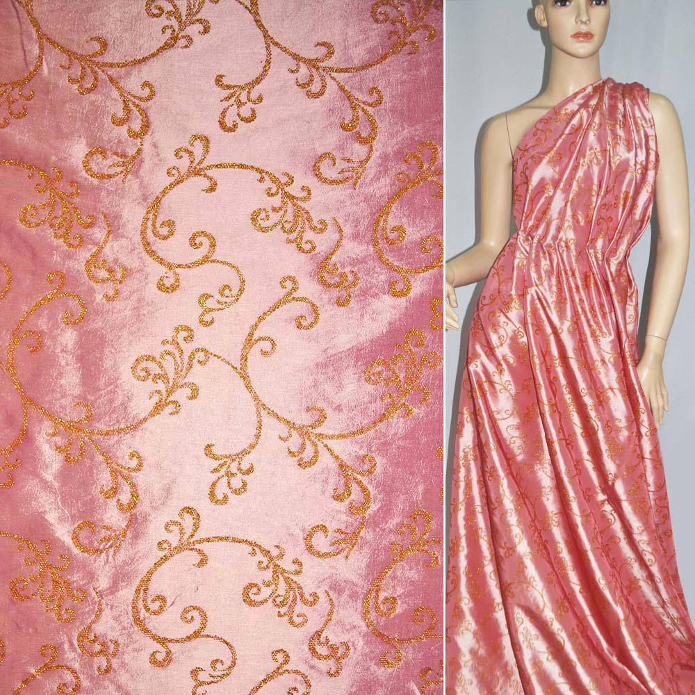 Тафта рожева з золотим напиленням