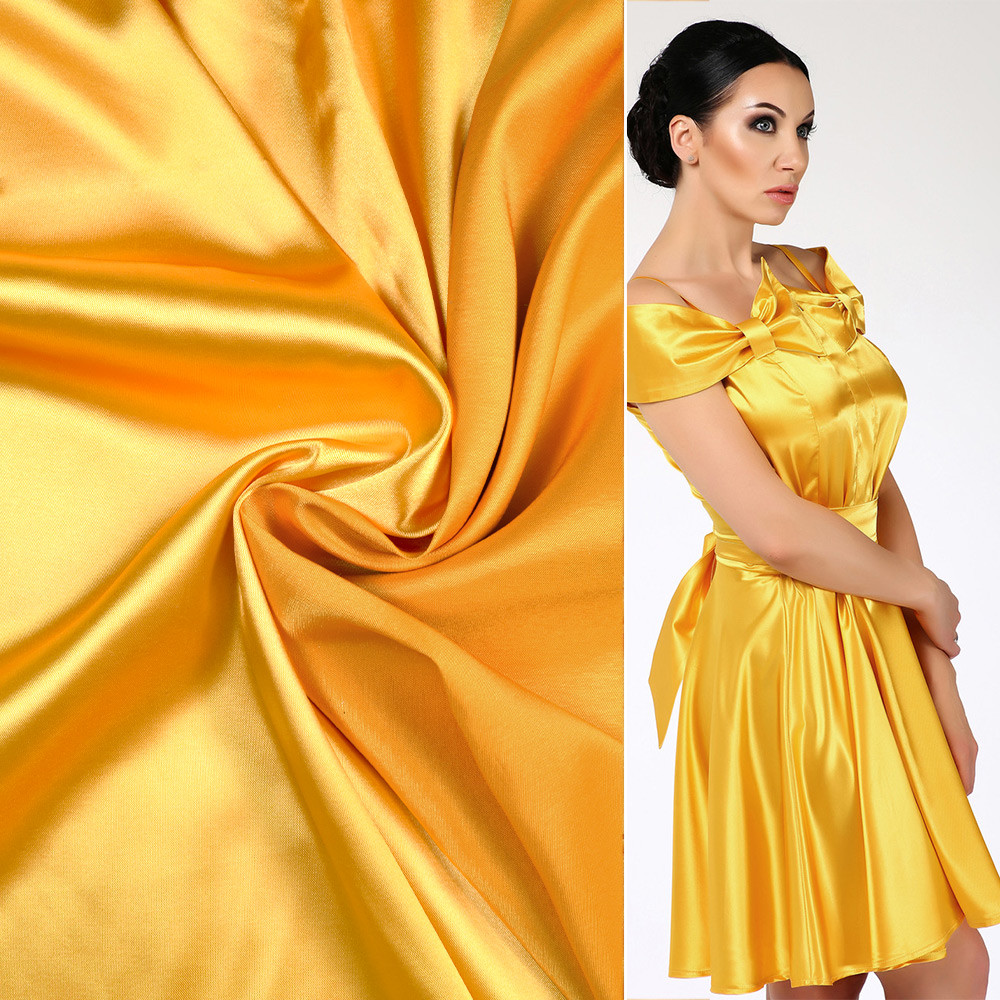 Атлас стрейч хамелеон оранжево-жовтий ш.150