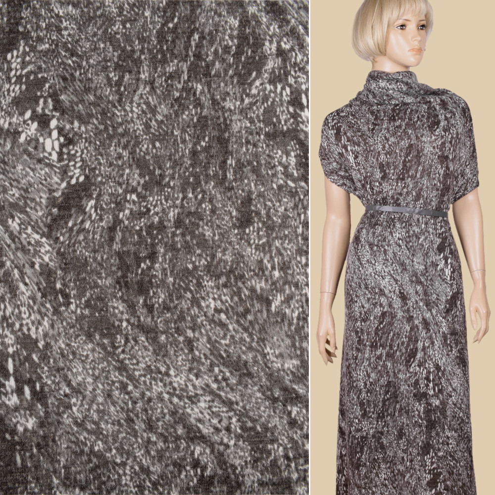 Трикотаж з мохером коричнево-сірий з молочними плямами ш.143