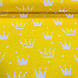 Бавовняна тканина бязь польська білі та жовті корони різного розміру на жовтому, фото 2